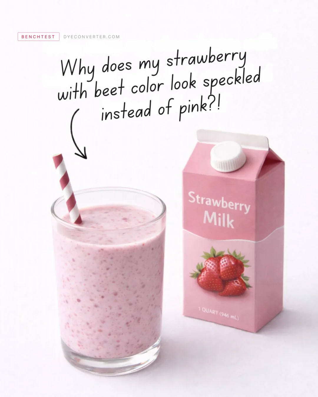 Why does beet color speckle strawberry milk instead of turning it