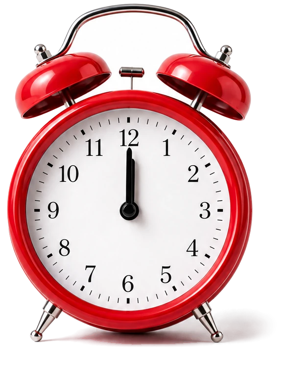 A red alarm clock